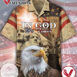 American Flag Eagle Hawaiian Graphic Print Short Sleeve Hawaiian Casual Shirt Vesles2014S 1