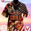 American Flag If You Need Me I'll Be At The Grill Print Short Sleeve Hawaiian Casual Shirt Vesles2014S