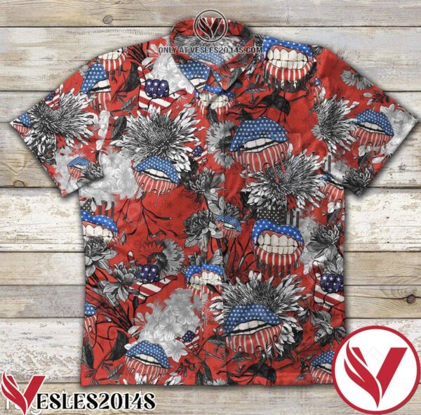 American Flag Lips Red Hawaiian Shirt, Unique Gifts For Friends - Vesles2014S 1