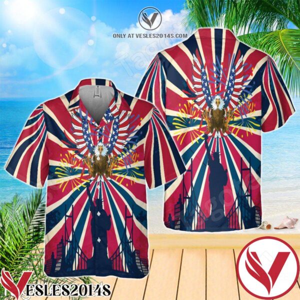 American Flag Style Hawaiian Shirt, Unique Gifts For Friends - Vesles2014S 1