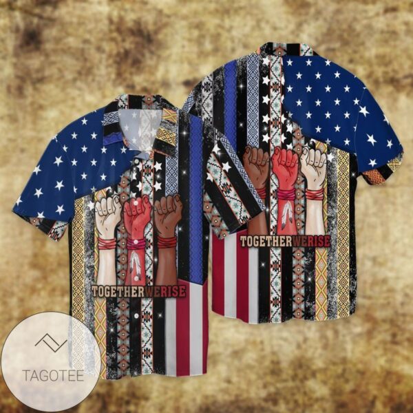 American Native American Together We Rise For men And Women Graphic Print Short Sleeve Hawaiian Casual Shirt Vesles2014S 1