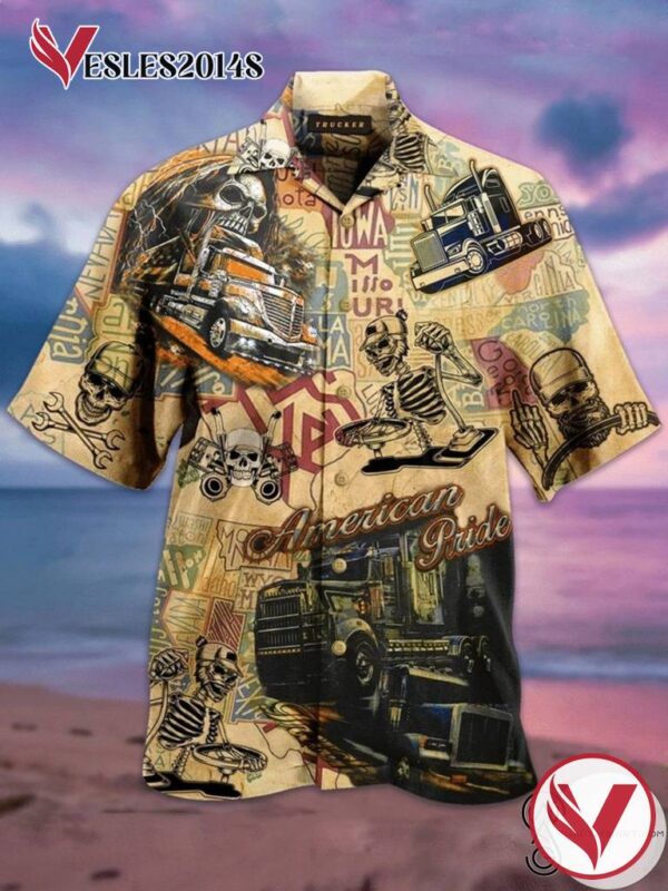 American Pride Trucker Vintage Casual Beach Full Printing Hawaiian Shirt Vesles2014S 1