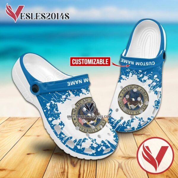 American Public University System Crocs Classic Clogs, Unique Footwear For Fans