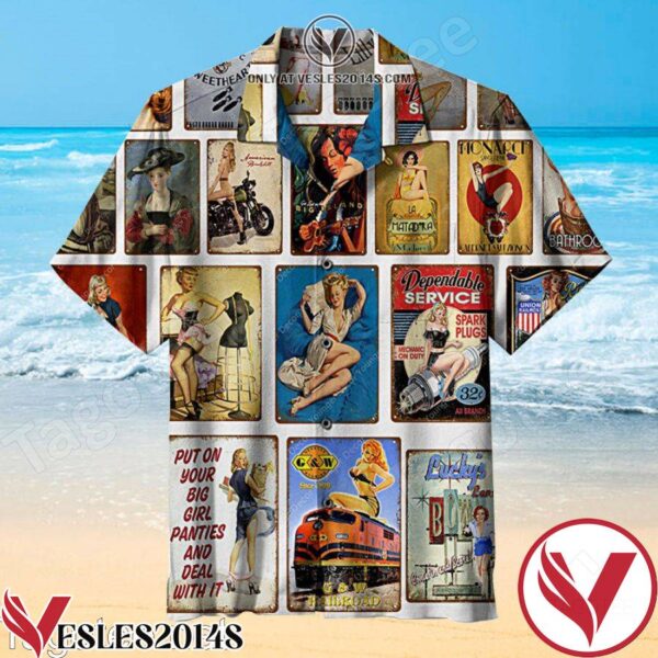 American Retro Poster Lady Girl Hawaiian Shirt, Unique Gifts For Friends - Vesles2014S 1