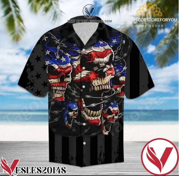 American Skulls Hawaiian Shirt, Unique Gifts For Friends - Vesles2014S 1