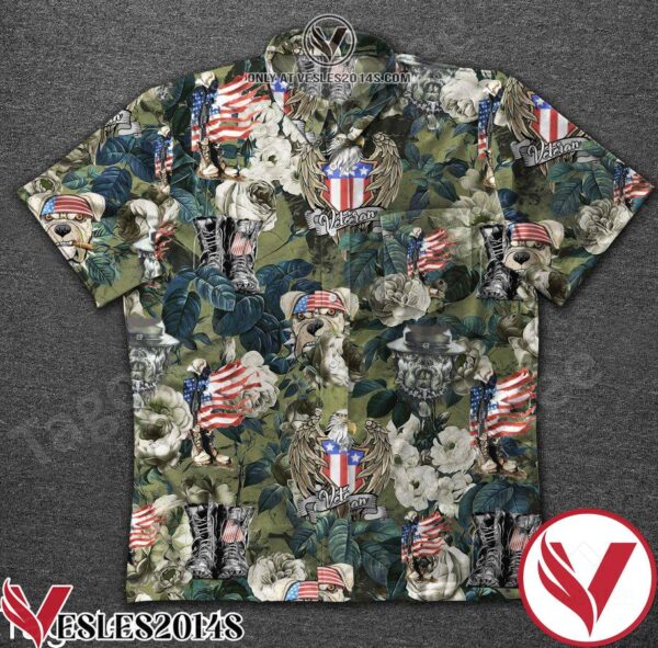 American Veteran Pattern Rose Hawaiian Shirt, Unique Gifts For Friends - Vesles2014S 1