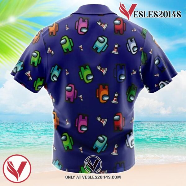 Among Us Pattern Hawaiian Button Up Shirt, Perfect Gifts For Anime Lovers - Vesles2014S 1