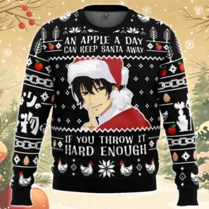 An Apple A Day Can Keep Santa Away If You Throw It Hard Enough My Little Monster Ugly Christmas Sweater, Unique Christmas Gift For Fans - Vesles2014S
