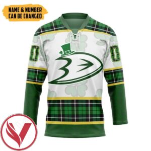 Anaheim Ducks St Patrick Day Custom Name Custom Number Hockey Jersey, Trending Gifts For Fans - Vesles2014s