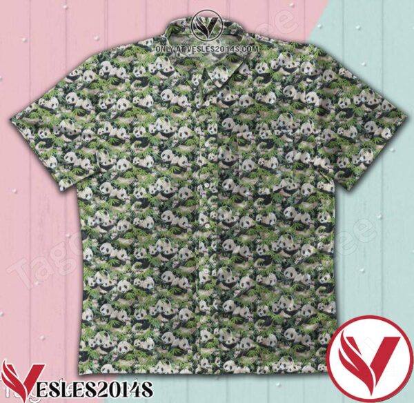 Animal Panda With Leaf Hawaiian Shirt, Unique Gifts For Friends - Vesles2014S 1