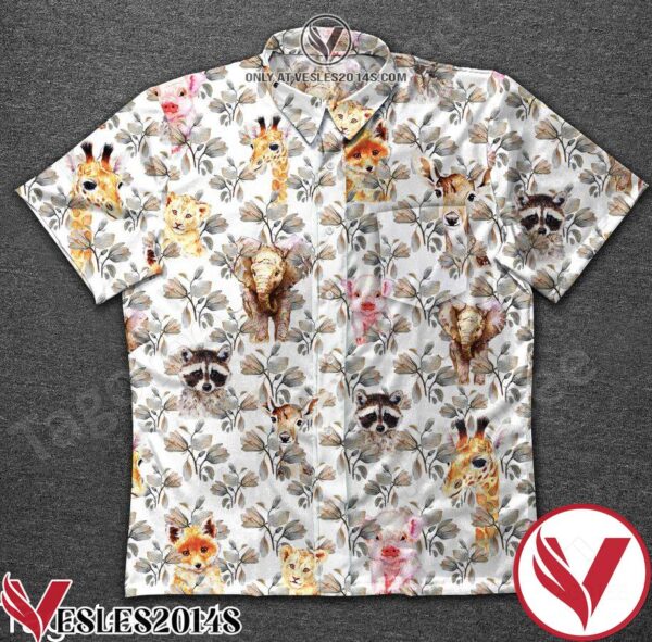 Animals And Flowers White Hawaiian Shirt, Unique Gifts For Friends - Vesles2014S 1