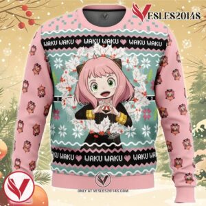 Anya Forger Waku Waku Spy x Family Ugly Christmas Sweater, Unique Christmas Gift For Fans - Vesles2014S