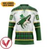 Arizona Coyotes St Patrick Day Custom Name Custom Number Hockey Jersey, Trending Gifts For Fans - Vesles2014s