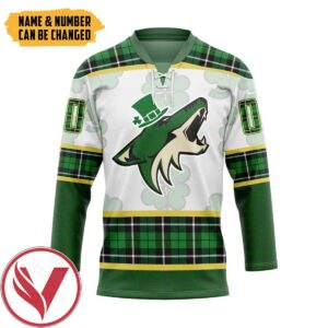Arizona Coyotes St Patrick Day Custom Name Custom Number Hockey Jersey, Trending Gifts For Fans - Vesles2014s