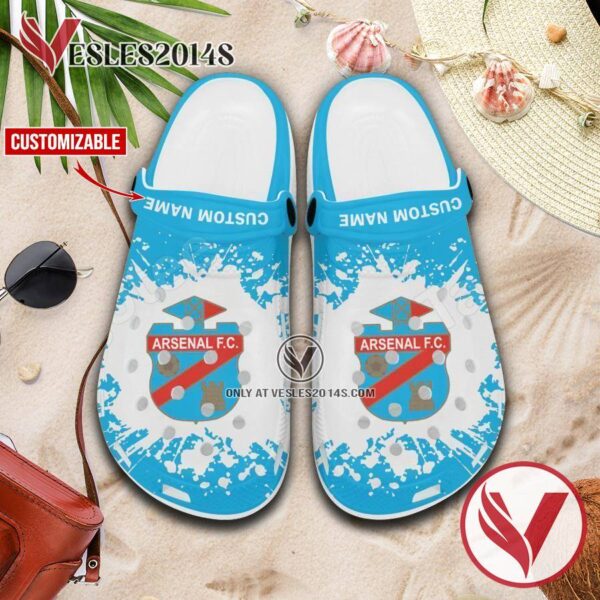 Arsenal de Sarandi Logo Custom Crocs Clogs, Unique Footwear For Fans 1