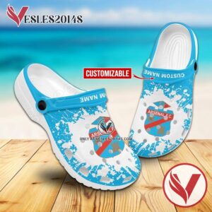 Arsenal de Sarandi Logo Custom Crocs Clogs, Unique Footwear For Fans