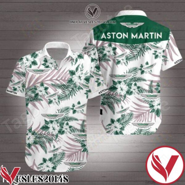 Aston Martin Green Tropical Floral White Hawaiian Shirt, Unique Gifts For Friends - Vesles2014S 1