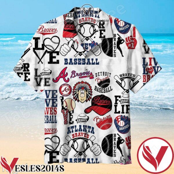 Atlanta Braves Baseball Love White Hawaiian Shirt, Unique Gifts For Friends - Vesles2014S 1