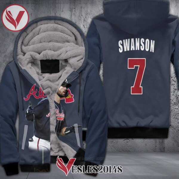 Atlanta Braves Dansby Swanson 7 Player Blue 3D Fleece Hoodie, Best Outfit For Fans Sport - Vesles2014S 1