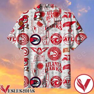 Atlanta Hawks Love Grey Star White Background Hawaiian Shirt, Unique Gifts For Friends - Vesles2014S 1