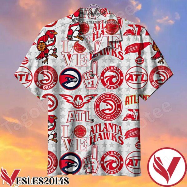 Atlanta Hawks Love Grey Star White Background Hawaiian Shirt, Unique Gifts For Friends - Vesles2014S 1