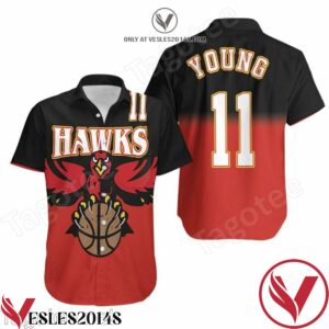 Atlanta Hawks Trae Young 11 Black And Red Hawaiian Shirt, Unique Gifts For Friends - Vesles2014S 1