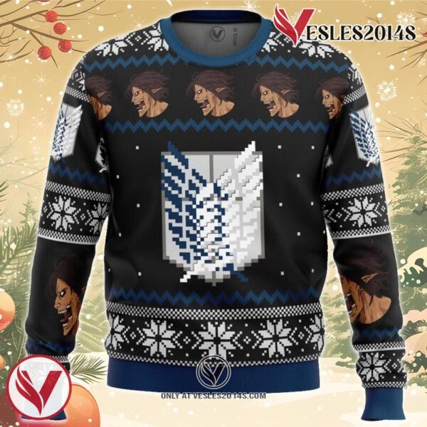 Attack on Titan Survery Corps Ugly Christmas Sweater, Unique Christmas Gift For Fans - Vesles2014S