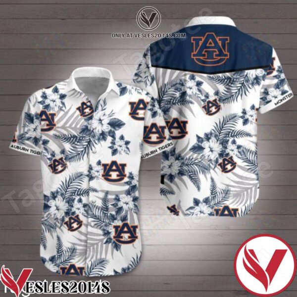 Auburn Tigers Navy Tropical Floral White Hawaiian Shirt, Unique Gifts For Friends - Vesles2014S 1