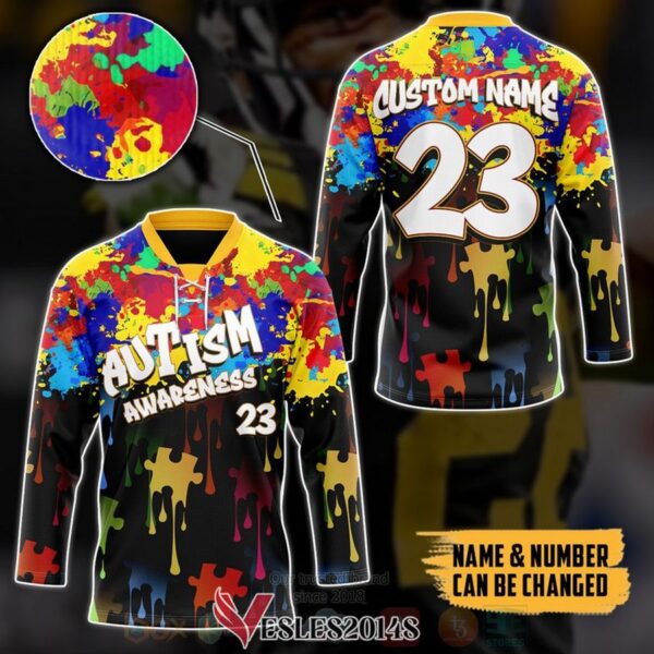 Autism Awareness Personalized Hockey Jersey, Trending Gifts For Fans - Vesles2014s 3