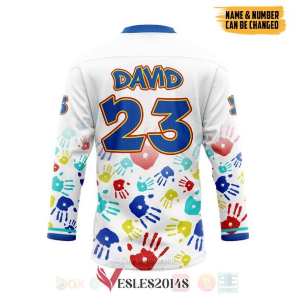 Autism Awareness White Personalized Hockey Jersey, Trending Gifts For Fans - Vesles2014s 1