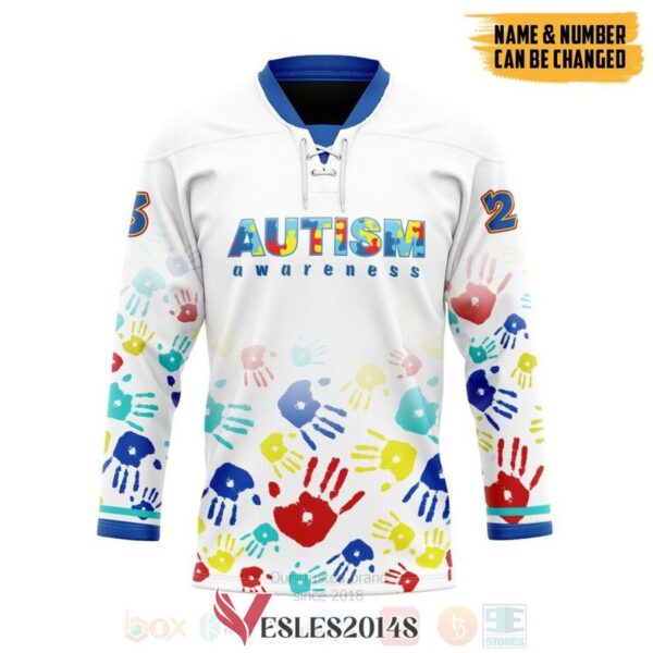 Autism Awareness White Personalized Hockey Jersey, Trending Gifts For Fans - Vesles2014s