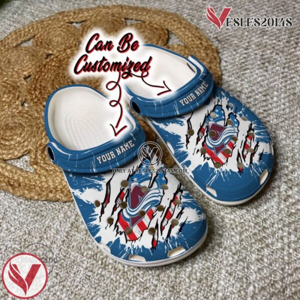 Avalanche Personalized CAvalanche Hockey Ripped American Flag Clog Shoes, Unique Gift From  Vesles2014S