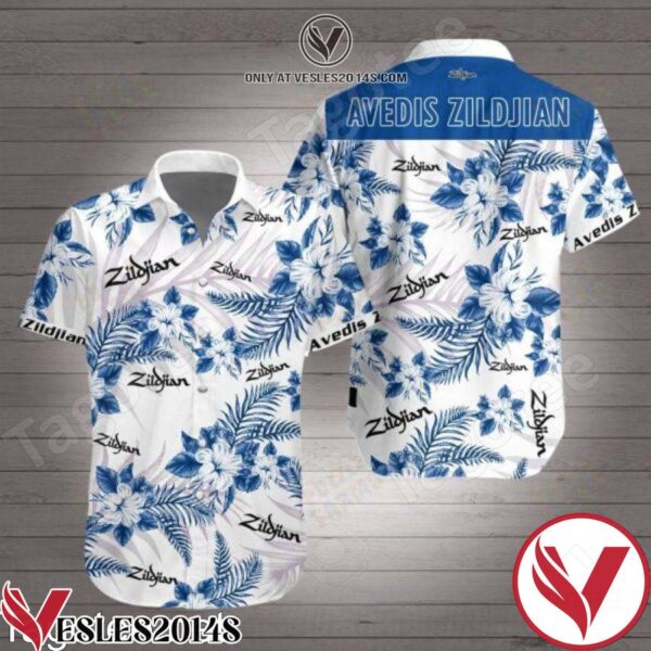 Avedis Zildjian Blue Tropical Floral White Hawaiian Shirt, Unique Gifts For Friends - Vesles2014S 1