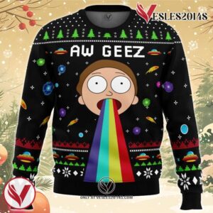 Aw Geez Rick and Morty Ugly Christmas Sweater, Unique Christmas Gift For Fans - Vesles2014S