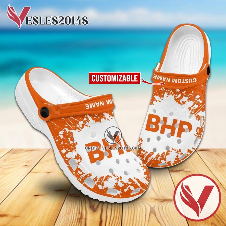 BHP Billiton Logo Crocs Clogs, Unique Footwear For Fans