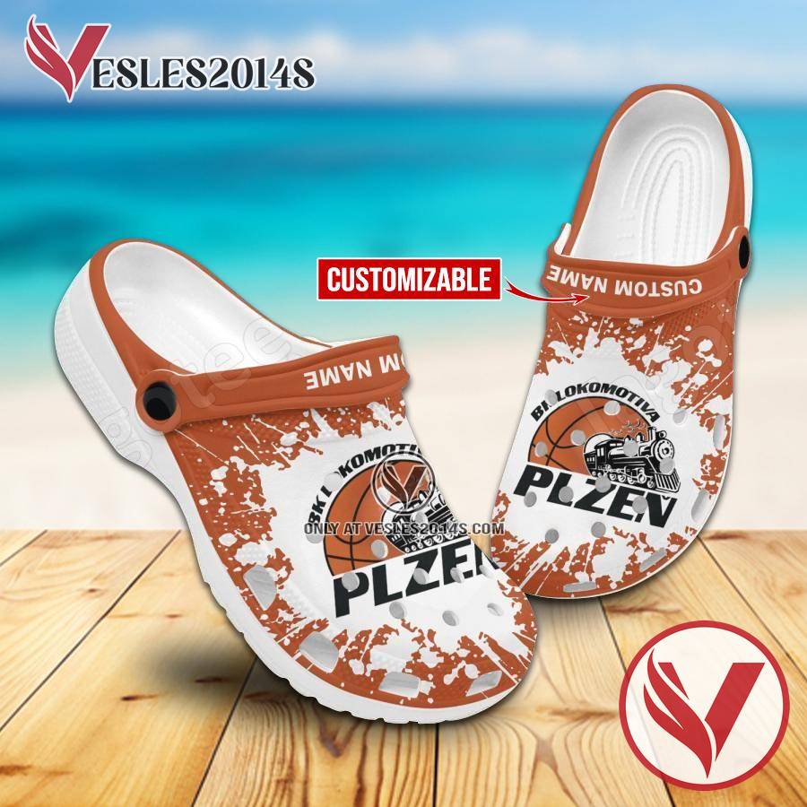 BK Lokomotiva Plzen Logo Crocs Clogs, Unique Footwear For Fans