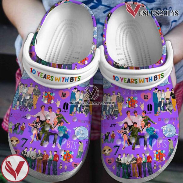 BTS 10 Years With BTS Band Music Crocs Crocband Clogs Shoes, Unique Gifts For Fans Style 1 - Vesles2014S