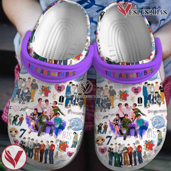 BTS 10 Years With BTS Band Music Crocs Crocband Clogs Shoes, Unique Gifts For Fans Style 2 - Vesles2014S