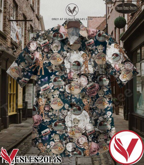 Baby Groot And Yoda Eat Pizza Hawaiian Shirt, Unique Gifts For Friends - Vesles2014S 1