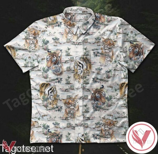 Baby Tiger And Mother Sea ​​village Hawaiian Shirt