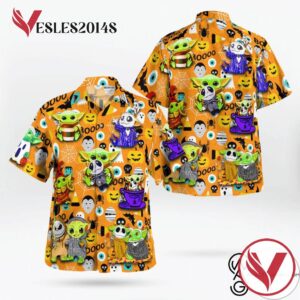 Baby Yoda Boo Halloween Casual Beach Full Printing Hawaiian Shirt Vesles2014S