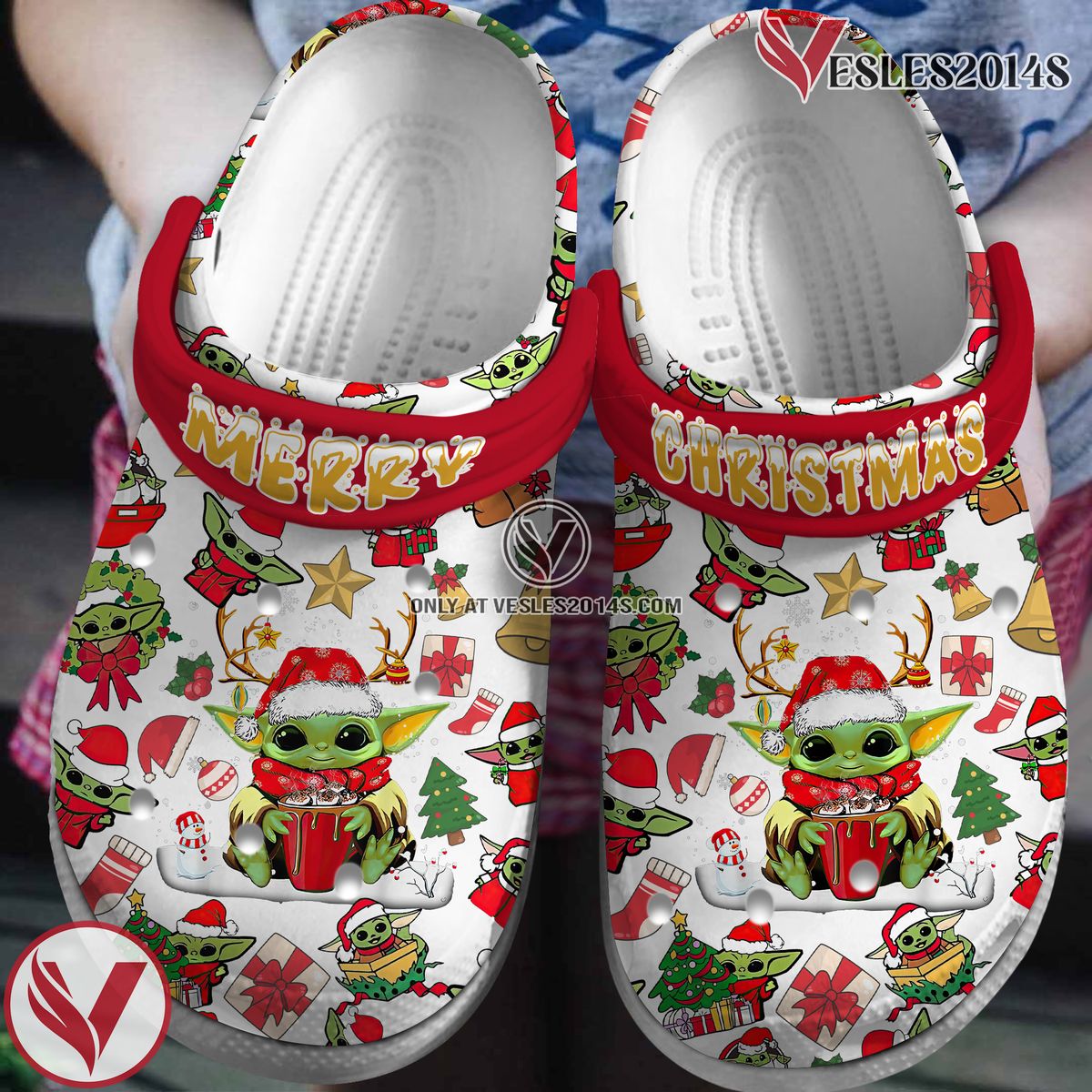 Baby Yoda Christmas Movie Crocs Crocband Clogs Shoes Comfortable For Men Women and Kids Style 2 - Vesles2014S