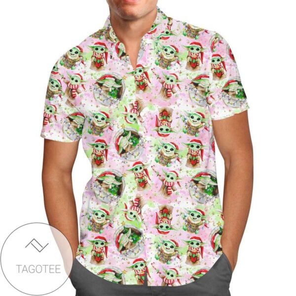 Baby Yoda Christmas Star Wars Disney 2 For men And Women Graphic Print Short Sleeve Hawaiian Casual Shirt Vesles2014S 1