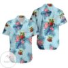 Baby Yoda Hugging Apples Seamless Tropical Colorful Flowers Blue Leaves On Blue Hawaiian Shirt Graphic Print Short Sleeve Hawaiian Casual Shirt Vesles2014S