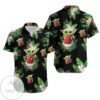 Baby Yoda Hugging Apples Seamless Tropical Green Leaves On Black Graphic Print Short Sleeve Hawaiian Casual Shirt Vesles2014S