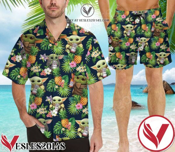 Baby Yoda Star Wars Flowery Hawaiian Shirt And Short, Unique Gifts For Friends - Vesles2014S 1