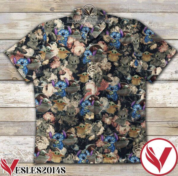 Baby Yoda, Stitch And Toothless Roses Hawaiian Shirt, Unique Gifts For Friends - Vesles2014S 1