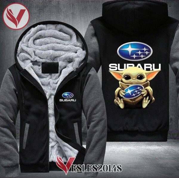 Baby Yoda Subaru Fleece Hoodie Jacket, Unique Gifts For Car Lovers - Vesles2014S 1