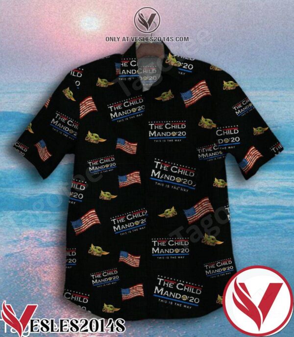 Baby Yoda The Child Mando ’20 This Is The Way American Flag Black Hawaiian Shirt, Unique Gifts For Friends - Vesles2014S 1
