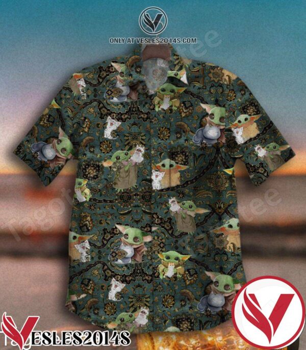 Baby Yoda With Cute Cats Hawaiian Shirt, Unique Gifts For Friends - Vesles2014S 1